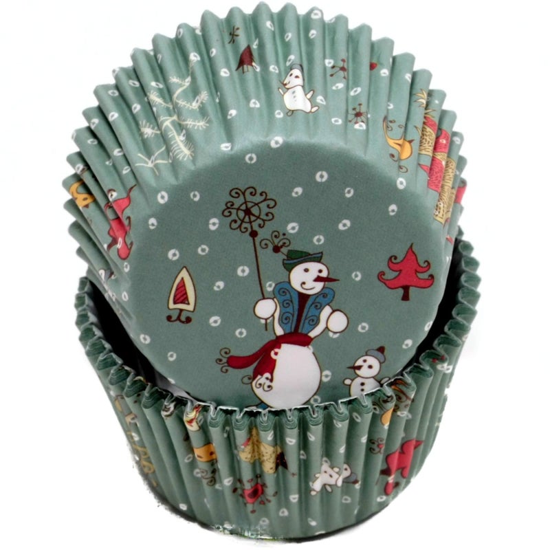 Chef Craft Paper Patterned Cupcake Liners, 50 count, Green/Red/White - Image 1